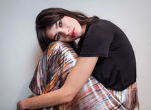 Cargar imagen en el visor de la galería, Silkiss - Brown Stripes Laminate Skirt